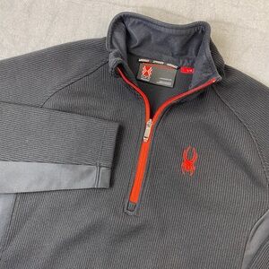Spyder Core Sweater Quarter Zip Pullover Black Red Mens Size L